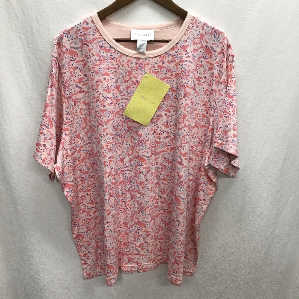 Sport Savvy NWT peach print t-shirt.  Size 3X